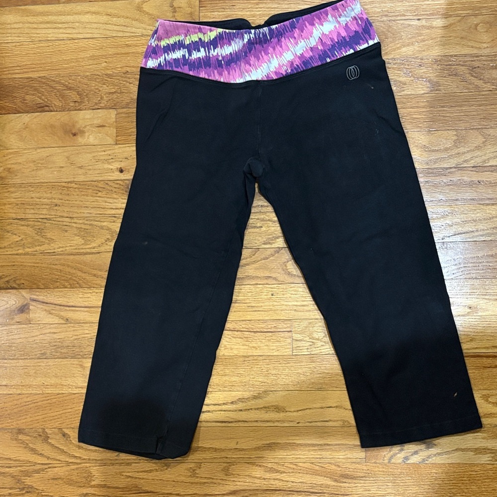 Marika Kids Black Leggings with Purple Waistband